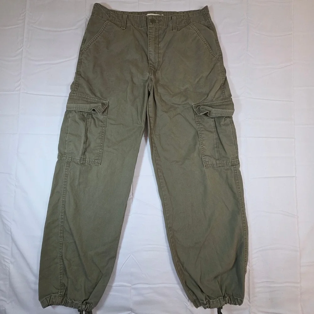Levis 94 Baggy Cargo Pants Olive Green W30 L30 Utility Drawstring Hem